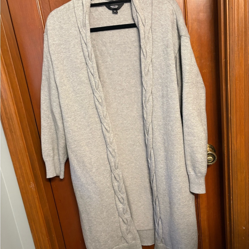 Simply Vera Vera Wang Light Gray Women's Cardigan